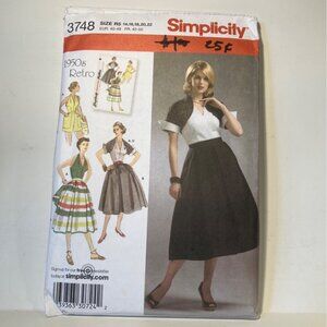 Simplicity 3748 1950s Vintage Halter Skirt Shorts Bolero Reprint Sewing Pattern